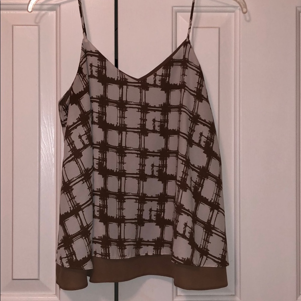 Brown and White designed top